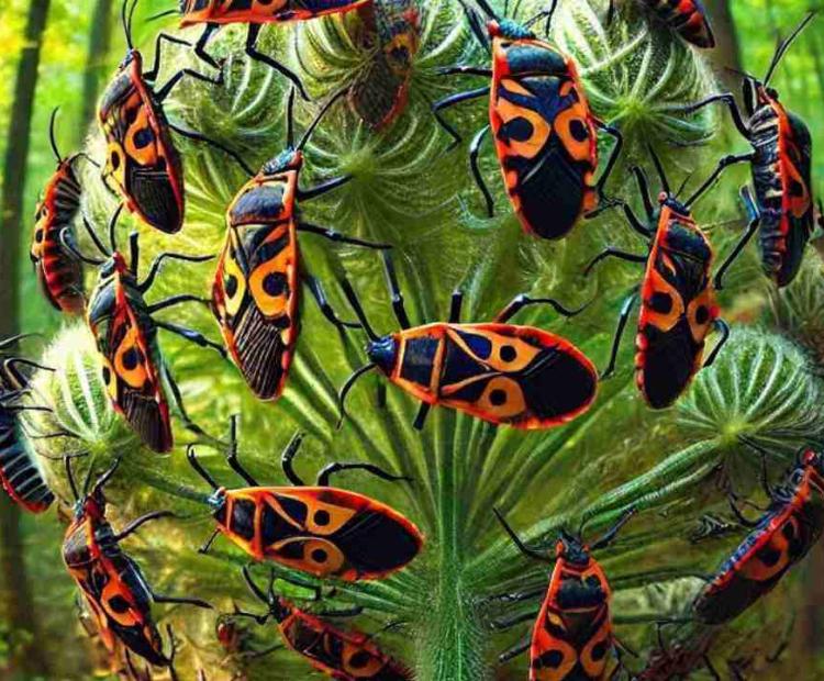 Strange insects performing an unusual behavior in the woods, leaving observers shocked and curious.