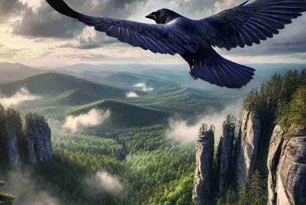 Two predatory birds circling the sky, scanning the area below for potential prey.